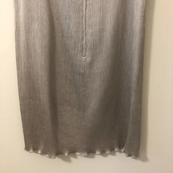 Vintage Silk Luxe Sunny Choi Silver Sheath Sleeveless Dress Ruffle Hem Size 10 - Picture 6 of 9